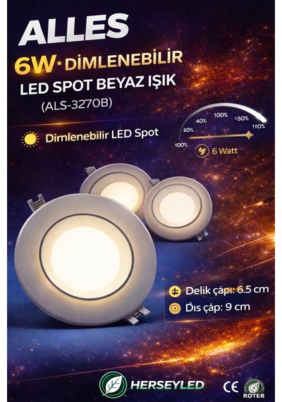 6w Dimlenebilir Led Spot Beyaz Beyaz