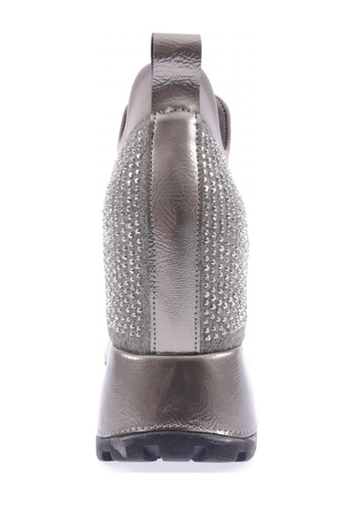 Dgn 927-23y Kadin Mega Kalin Taban Silver Taşli Sneakers Ayakkabi 927-1581-R1385 Platin