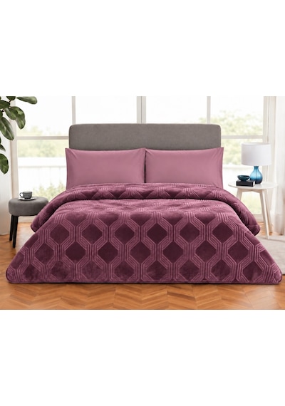 Özdilek Trendy Embos Çift Kişilik Battaniye -art Deco Y.mersini Bordo