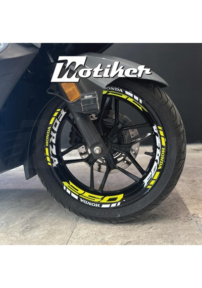 Honda Forza 250 Jant İç & Dış Neon Sarı Ve Beyaz Sticker Etiket M