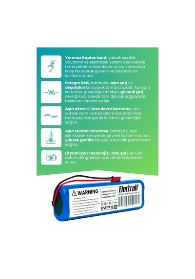 Ilife V3s Pro Uyumlu Batarya Yüksek Kapasite 3200mah Pil Robot Süpürge Bataryası Değişimi