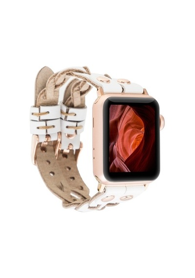 Bouletta Apple Watch Uyumlu Deri Kordon York Double Tour F3 Beyaz