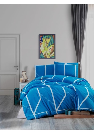 Mulberry Camelia Nevresim Takımı Çift Kişilik 4 Parça 200x220 Mavi