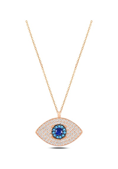 Çekirdekjewelry 925 Ayar Gümüş Nazar Boncuğu Göz Kolye Zirkon Taşlı Rose Kaplama Şık Kadın Kolyesi Pembe Çekirdekjewelry 925 Ayar Gümüş Nazar Boncuğu Göz Kolye Zirkon Taşlı Rose Kaplama Şık Kadın Kolyesi Pembe