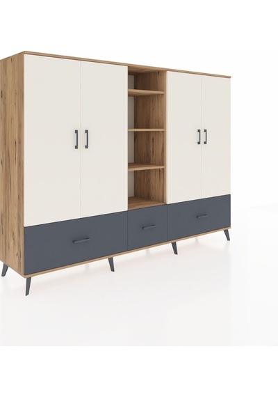 Hyperion Dolap 12 Raflı 3 Çekmeceli 4 Kapaklı 220x44x163 Çam-ayta Çam-aytaşı/antrasit Hyperion Dolap 12 Raflı 3 Çekmeceli 4 Kapaklı 220x44x163 Çam-ayta Çam-aytaşı/antrasit