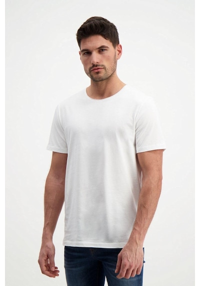 Rich Ekru Erkek Yıkamalı Basic T-shirt Beyaz