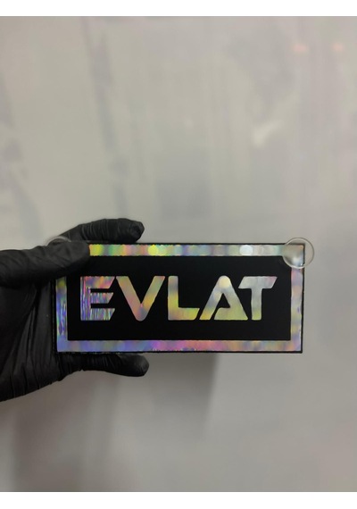Siyah Renk Üzeri Hologram Renk Evlat Yazılı Vantuzlu Cam Süsü