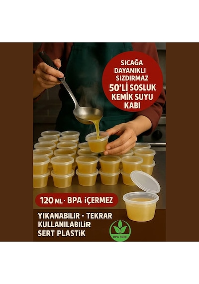 Jouis Saklama Kabı Sos 50 Adet 120 Ml 4 Oz Kemik Suyu, İlik Suyu, Anne Sütü, Sos Ve Püre Dondurucu Uyumlu Buzlu Diğer