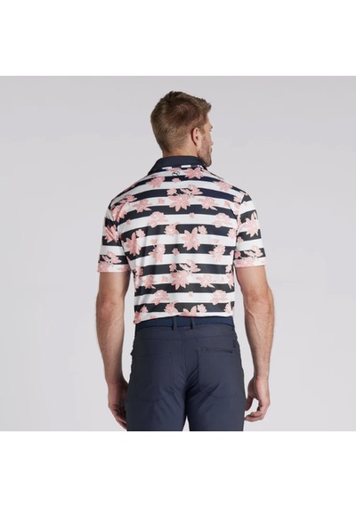 Puma Garden Pique Polo Çiçek Baskılı Erkek Golf Tshirt Deep Navy-melon Punch 01