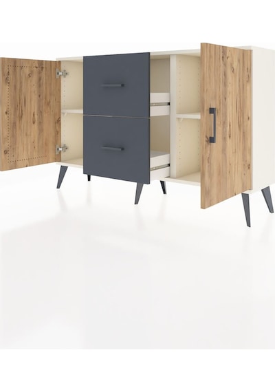 Arges Konsol 2 Raflı 2 Çekmeceli 2 Kapaklı 132x30x83 Aytaşı-çam/antrasit Çam/antrasit Arges Konsol 2 Raflı 2 Çekmeceli 2 Kapaklı 132x30x83 Aytaşı-çam/antrasit Çam/antrasit