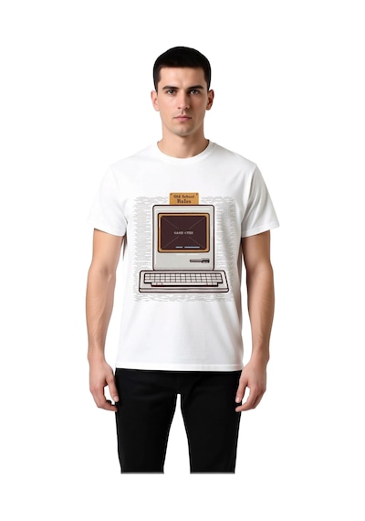 Paybuy Erkek Retro Arcade Oyun Bitti Baskılı Pamuklu Tişört Nostaljik Di Beyaz