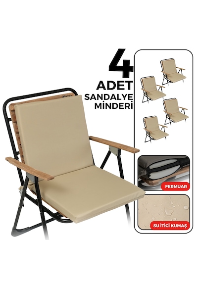 Xpermate 4'lü Arkalıklı Sandalye Minderi Fermuarlı 40x40 Bej
