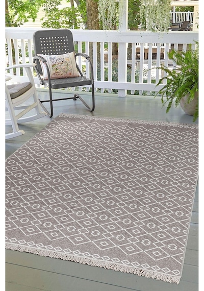 Arya Vl Çift Taraflı,katlanabilir,yıkanabilir,yüksek Kalite Pamuk Salon,oturma Odası,balkon Kilim Krem-bej 3