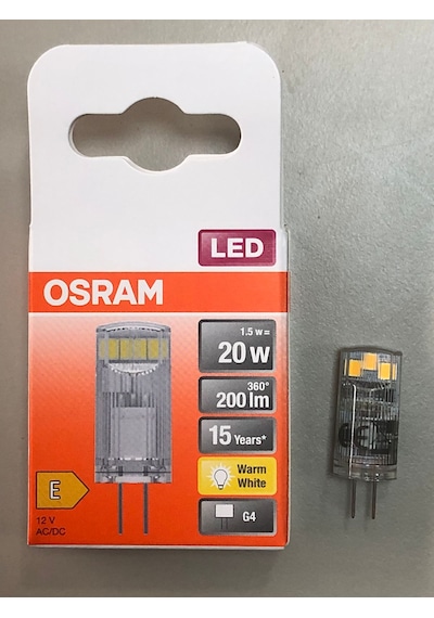 3 Adet Osram G4 Led Lamba 12v 1,5w 200 Lümen 2700 Kelvin Sarı 15,