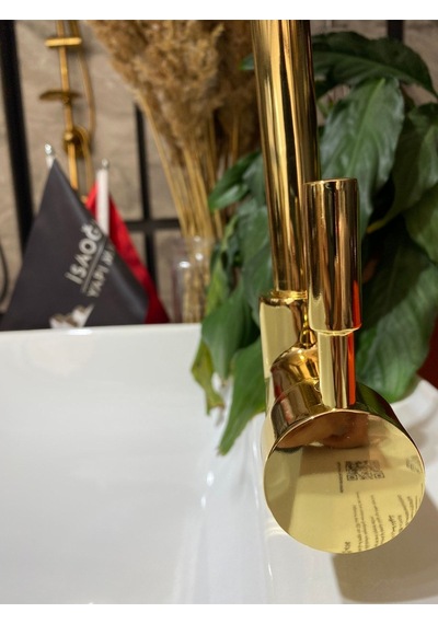 İsaoğlu Yapı Altın Arıtmalı Mutfak Bataryası 3 Yollu Evye Musluk Gold Su Arıtmalı Batarya Altın Renk Musluk Gold