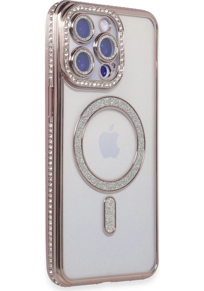 Apple İphone Uyumlu 15 Pro Max Kılıf Joke Simli Magneticsafe Kılıf - Pembe Çok Renkli