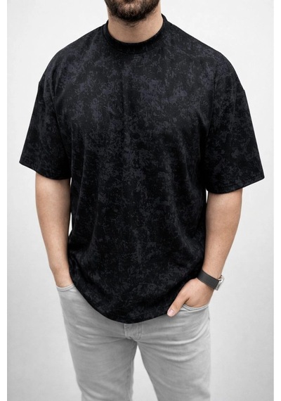 Erkek Premium Tişört Osy Yumuşak Dokulu Yıkamalı Oversize T-shirt - Siyah