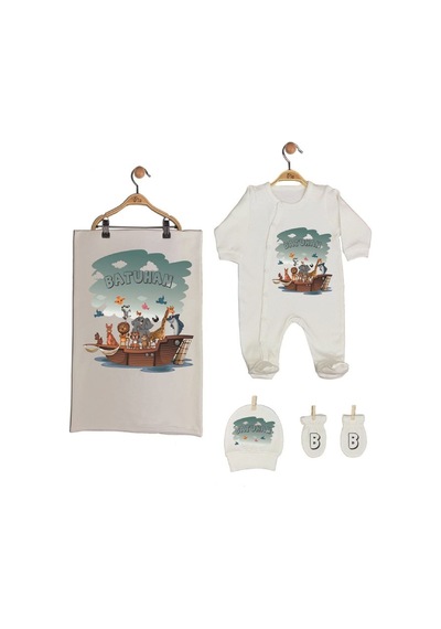 Pia Baby Gl 1947-02 İsme Özel Beşli Tulum Set Krem