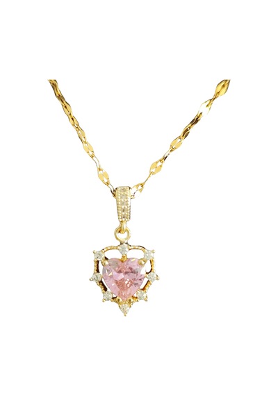 Pink Royale Işıltılı Kalp Taş Kolye Çok renkli