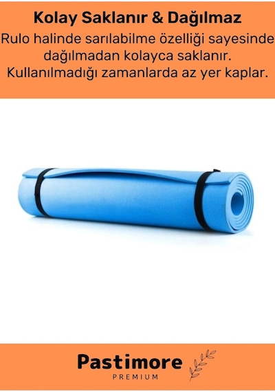 Taşıma Askılı Konfor Modeli Çift Taraflı Kaymaz Yoga Meditasyon Minderi Mavi Mat