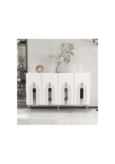 Garden 120 Cm Konsol Tv Sehpası Çok Amaçlı Dolap Beyaz-gümüş Beyaz-gümüş