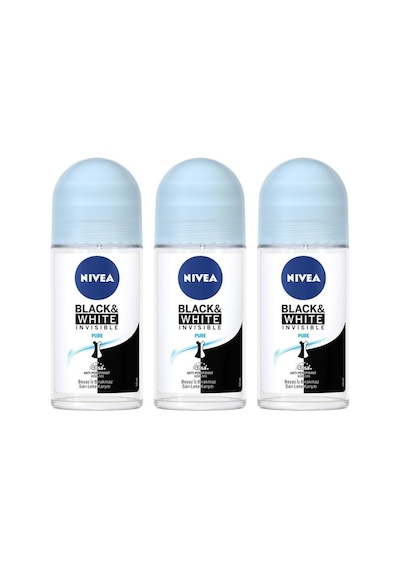 Nivea Invisible Black&White Pure Kadın Roll-On Deodorant 50 ML x 3