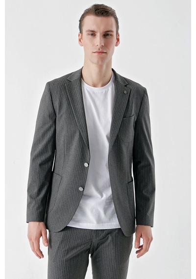 Morven Erkek Gri Poliviskon Trend Çizgili Desen Slim Fit Mono Yaka Takım Elbise 24mc001037100 Gri Morven Erkek Gri Poliviskon Trend Çizgili Desen Slim Fit Mono Yaka Takım Elbise 24mc001037100 Gri