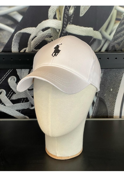 Hamze Polo Nakışlı Gabardin Kumaş Unisex Cap Şapka Beyaz