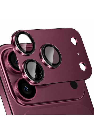 Microcase Apple Uyumlu Apple iPhone 18 Pro Max Kamera Camı Lens Koruyucu Halka Set - Al3131 Kırmızı