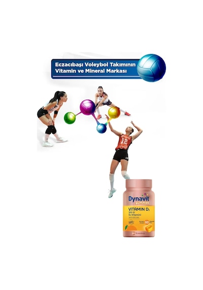 Dynavit Gummies Vitamin D3 60 Çiğnenebilir Form - Aile Boyu Kullanım D Vitamini Kas & Kemik & Bağışıklık