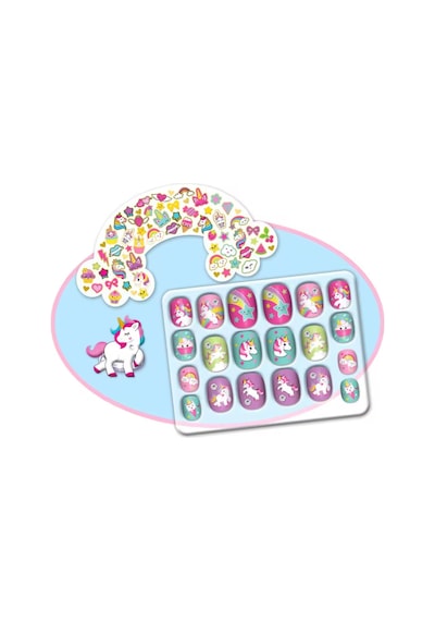 Tokidas Nail Glitz - Unicorn Temalı Stickerlı 20 Adet Çocuk Takma Tırnak Seti Güzellik Seti