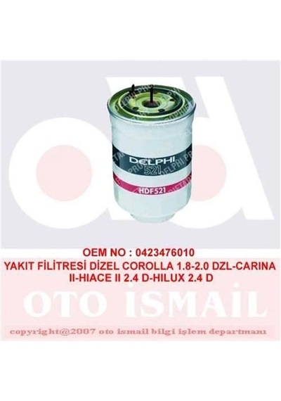 DELPHI HDF521 MAZOT FİLTRESİ HILUX / NAVARA D23 SKAYSTAR 2.5D 2.5