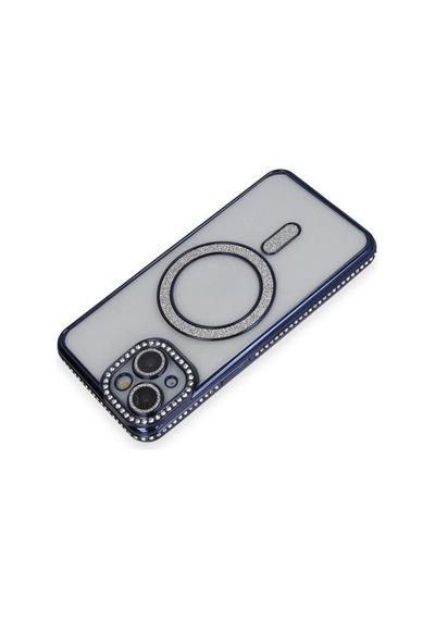 Apple İphone 14 Kılıf Joke Simli Magneticsafe Kılıf - Lacivert