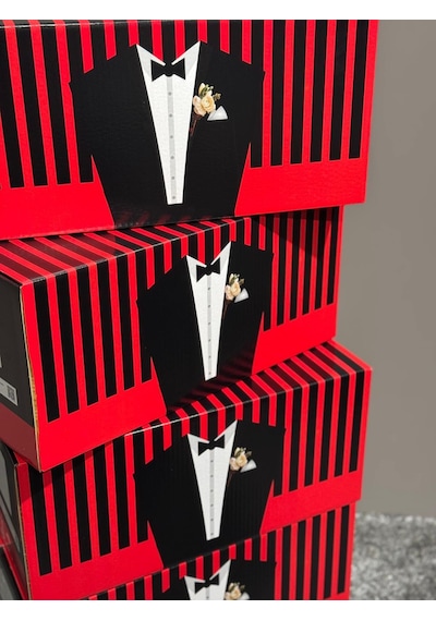 Smokin Desenli Kutu Nikah & Düğün 10 Lu Hediye Gelin Kutusu Damat Kutusu Söz Kutusu 10 Adet