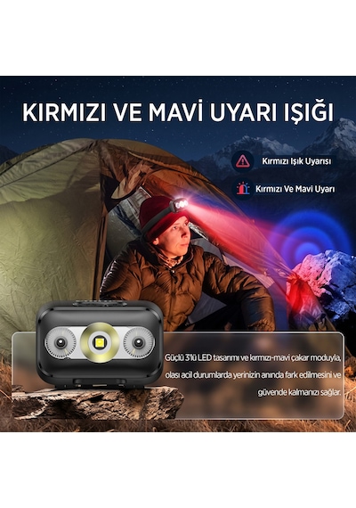 Philips Sfl3153 5w Led 220 Lümen Hareket Sensörlü Çift Butonlu Acil Durum Çakarlı Şarjlı Hafif Kamp Ve Kafa Lambası Siyah