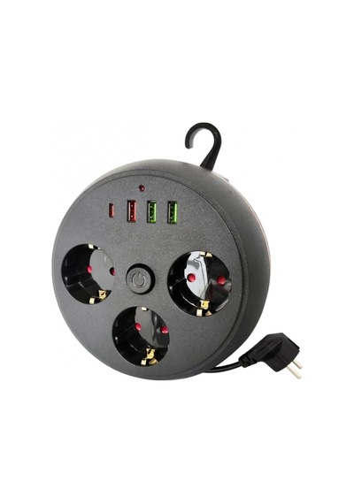 Akım Korumalı Priz Usb Ve Type C Girişli 3lü Priz 2 Metre Kablo Dayanıklı 1.5 M