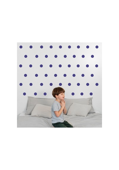 5cm Ebadında 100 Adet Yuvarlak - Puantiye Sticker Lacivert