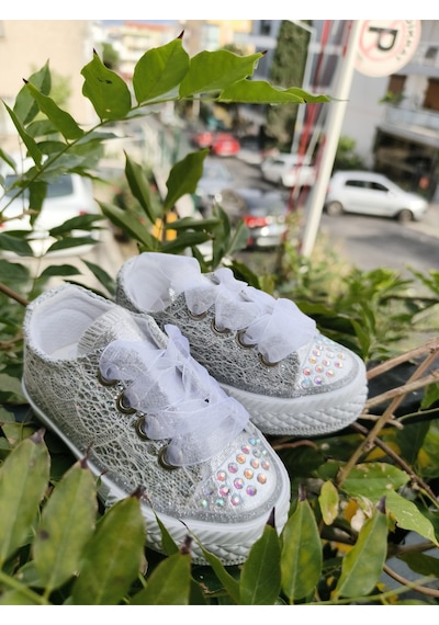 Scarpe Magiche Kristal Prenses Spor Ayakkabı 31-35 Numara Arası Işıksızdır Gümüş