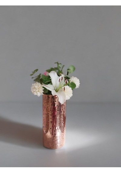 Aynalı Cam Vazo Rose Gold Çok Renkli