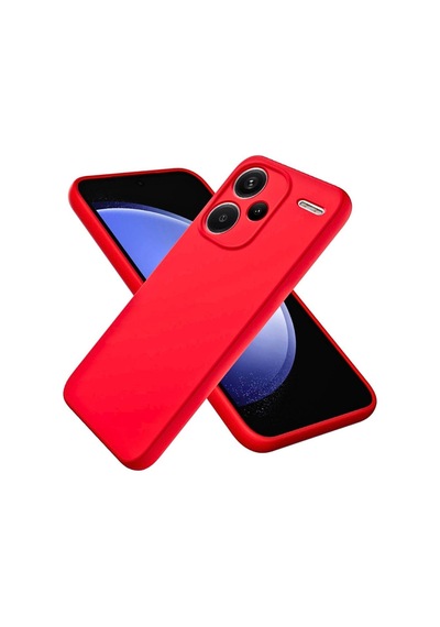 Redmi Note 13 Pro Plus Uyumlu Silikon Kılıf - Kamera Korumalı Esnek Kapak - Kırmızı