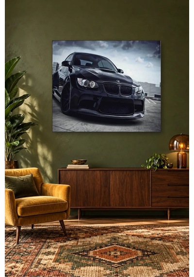 Fida Bulutlu Gökyüzü Altında Siyah Bmw M3 Canvas Tablo