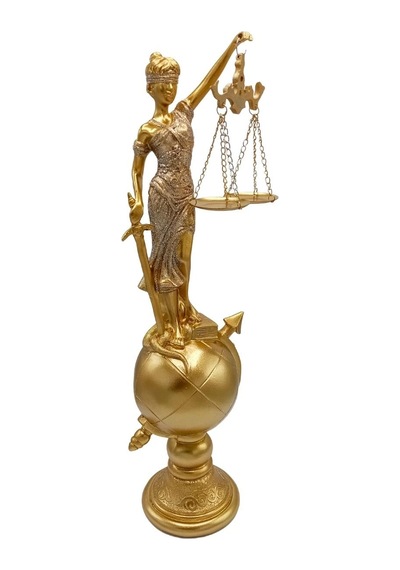 Themis Adalet Terazisi Heykeli Ve Dünya Biblo Gold 37cm