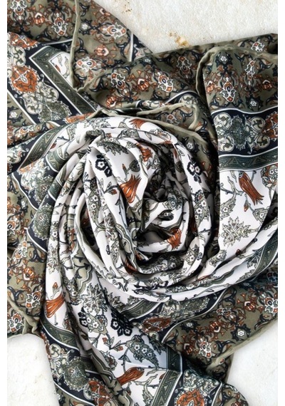 İpekçe Eşarp İp Rayon 100 100 Desenli - Yeşil Yeşil - Çok Renkli
