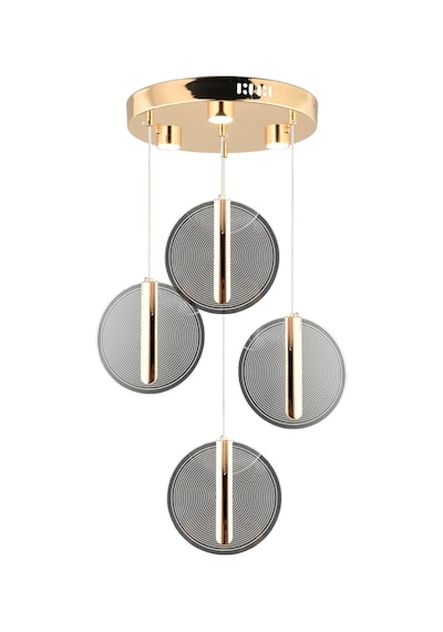 Dustin 4'lü Yuvarlak 3 Renk 52 Watt Gold Kristal Ledli Modern Oturma Odası Salon Sarkıt Avize Diğer