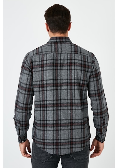 Buratti Ekoseli Uzun Kollu Slim Fit Kışlık Erkek Gömlek Cf21W112844 Antrasit