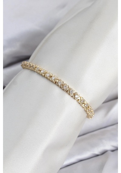 Cm Model Zirkon Taşlı Vıp Seri Gold Renk Pirinç Kadın Bileklik Çok Renkli 51948134