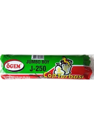 Ögem J-250 Jumbo Boy Çöp Torbası Poşet 5 Adet Siyah 80 x 110 CM