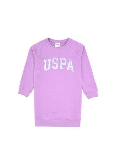 U.S. Polo Assn. Kız Çocuk Lila Payet Detaylı Bisiklet Yaka Sweat Örme Elbise 50314313-VR034
