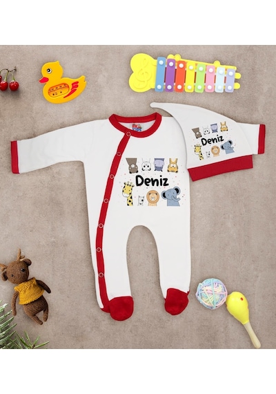 Bk Kids Kişiye Özel Bebek Kıyafeti, Bebek Giyim Hediyesi, Tulum Zıbın Ve Kukuletalı Şapka Seti-19 Çok Renkli