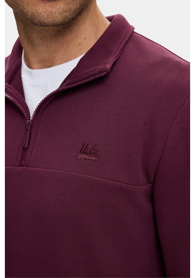 UCLA Zeon Bordo Yarım Fermuarlı Nakışlı Standard Fit Erkek Pike Sweatshirt